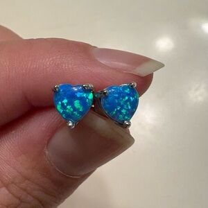 Kay Jewelers Heart-Shaped Blue Opal Earrings